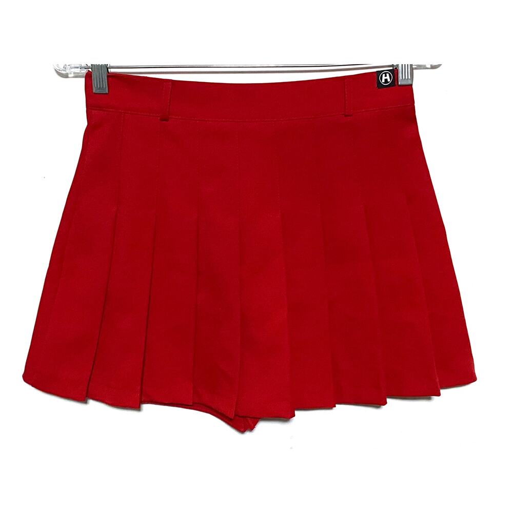 Red Pleated Mini Skirt Womens L Valentines Flirty Preppy Classic School Girl Y2K